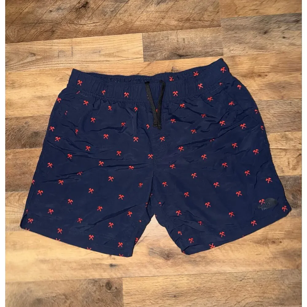 The north face men’s navy & red swimming trunks